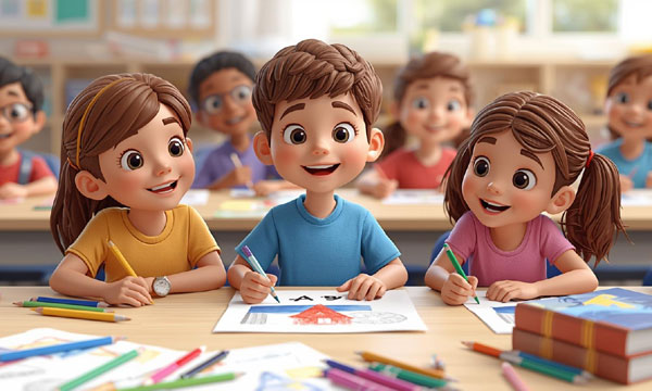 Học sinh vẽ về chủ đề an toàn giao thông